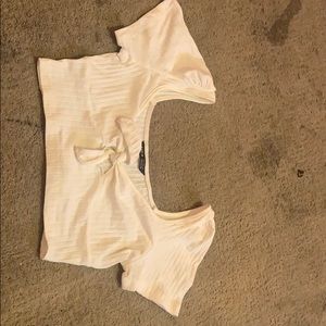 White bow tie crop top